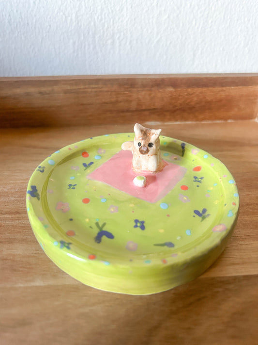 Dreamy Meadow Cat Trinket Dish