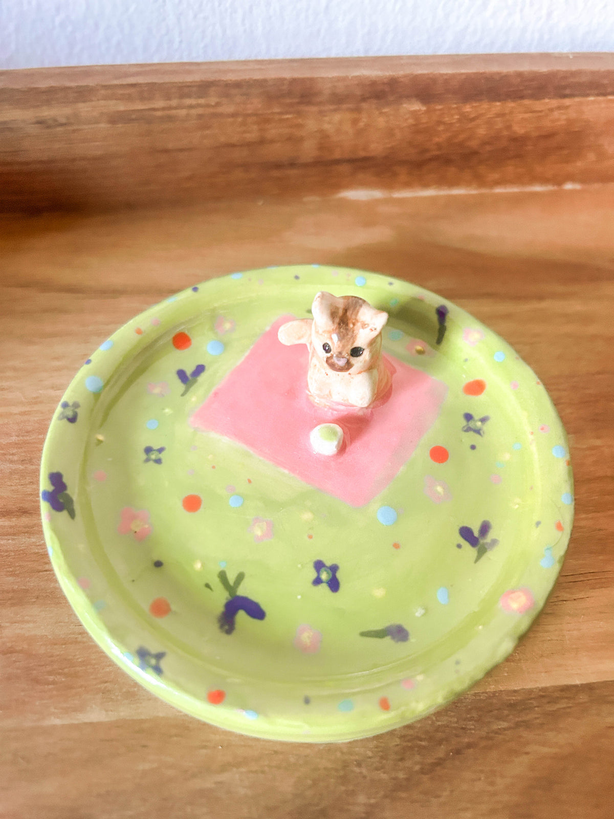 Dreamy Meadow Cat Trinket Dish
